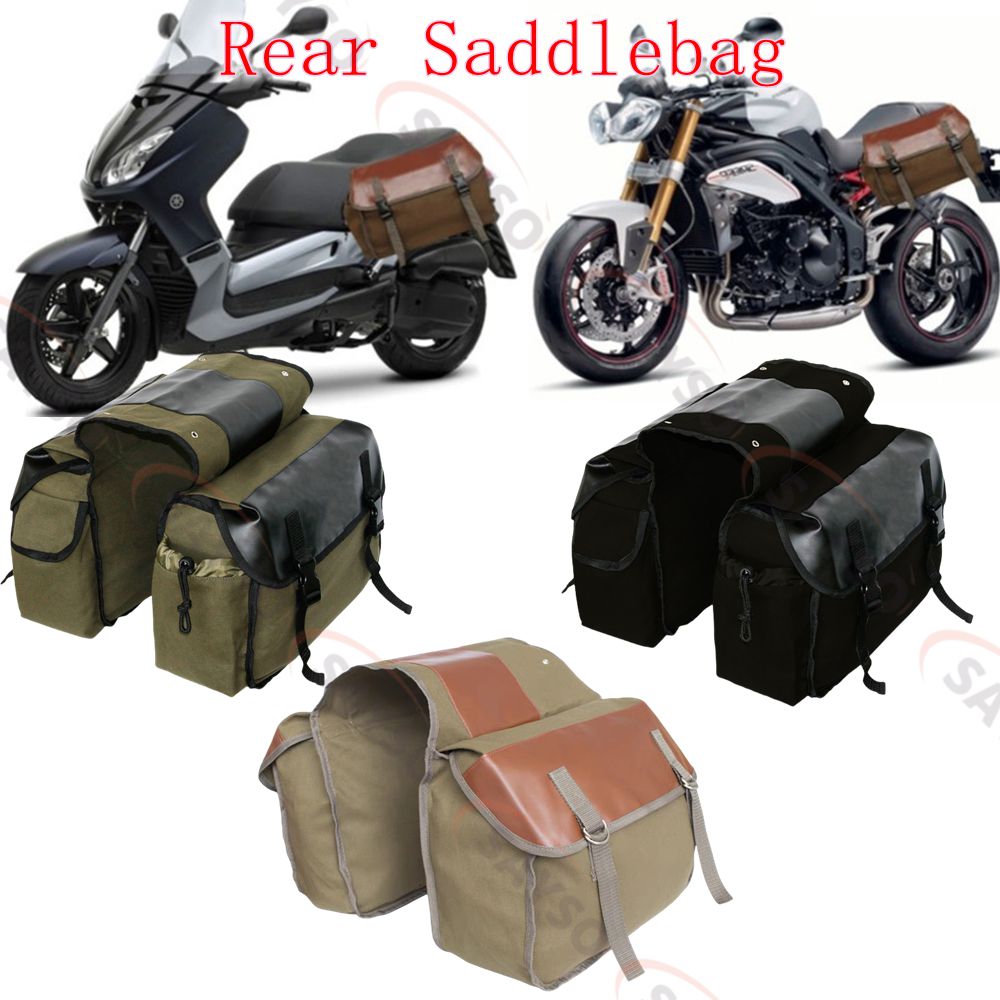 Motorcycle Gear Bag - Alforja trasera de cuero de lona